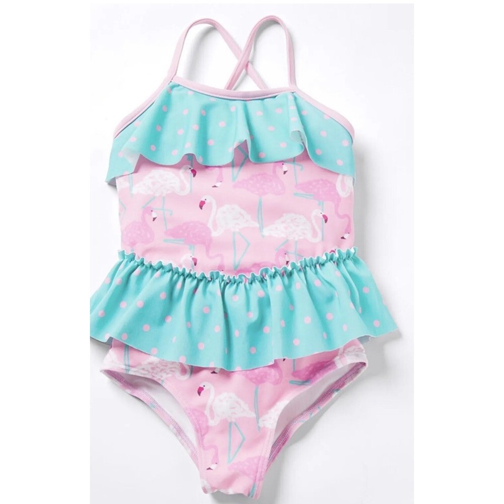 Matilda Jane Girls Island Party Flamingo Swim Swimsuit Size 6 New One Piece pink
